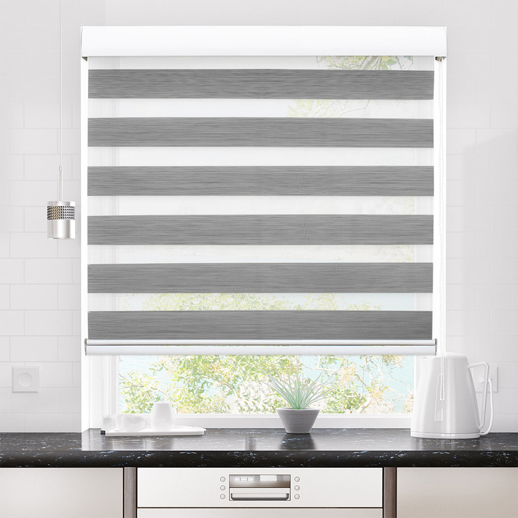 1 Sets of Marlow 1 Sets Of 1X Blackout Zebra Roller Blind Curtains 180X210cm Grey