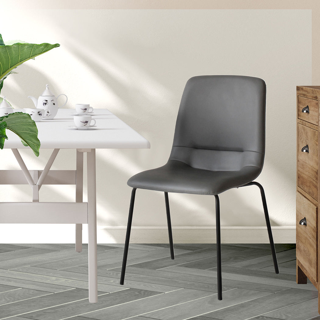 4Pcs Stackable Dining Chairs Kitchen Dark Grey