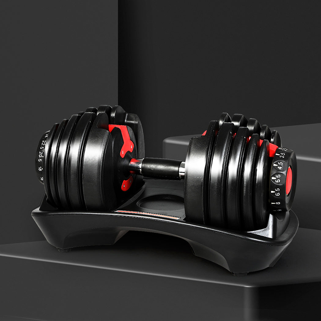 Centra 24Kg Adjustable Dumbbell Set Home Gym Black