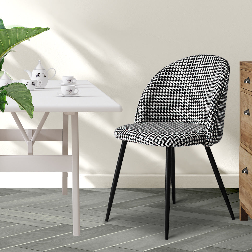 Set Of 2 Dining Chairs Black And White For Kitchen Or Cafe Stylish Seating Solution