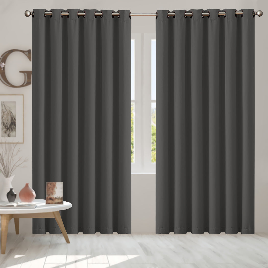 1 Sets of Sello 1 Sets Of 2X Blockout Curtains Panels 3 Layers Charcoal 240 230Cm