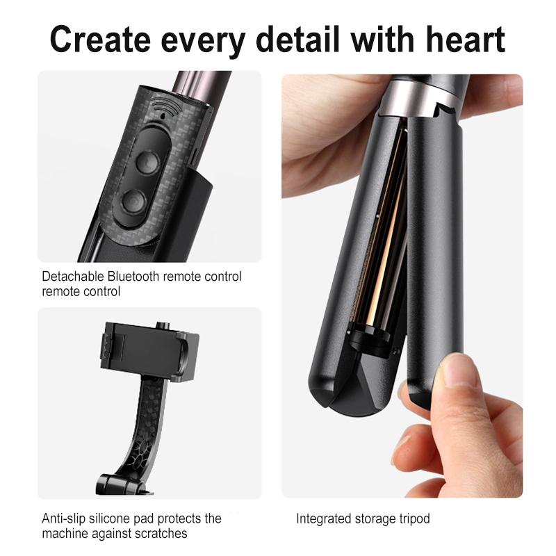 Foldable 3 In 1 Gimbal Stabilizer With Bluetooth Remote And Selfie Stick For Smartphones