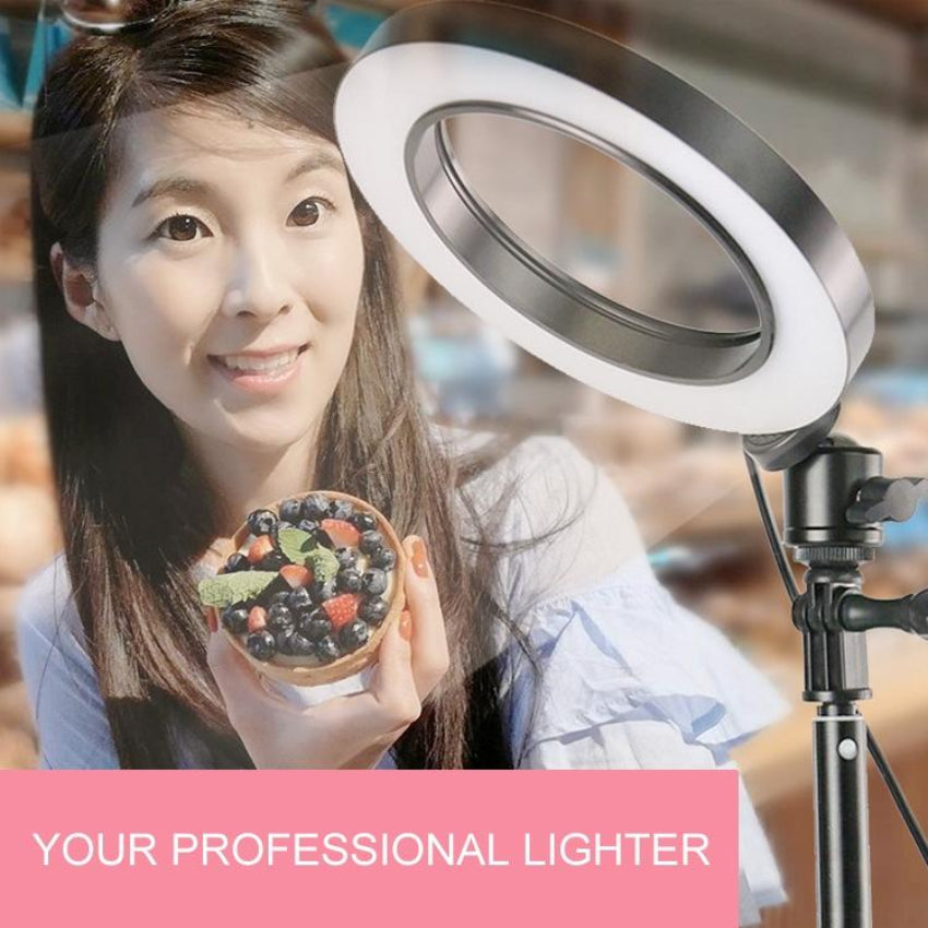16Cm Dimmable Led Selfie Ring Light With Tripod Stand