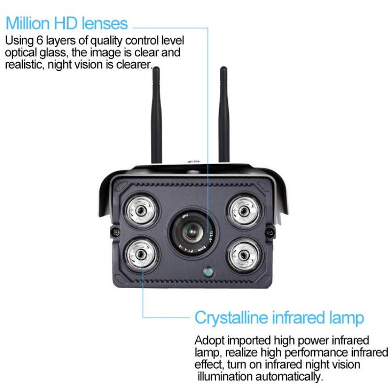 Smart Wireless Wifi Camera With Infrared Night Vision 64Gb Tf Card Support