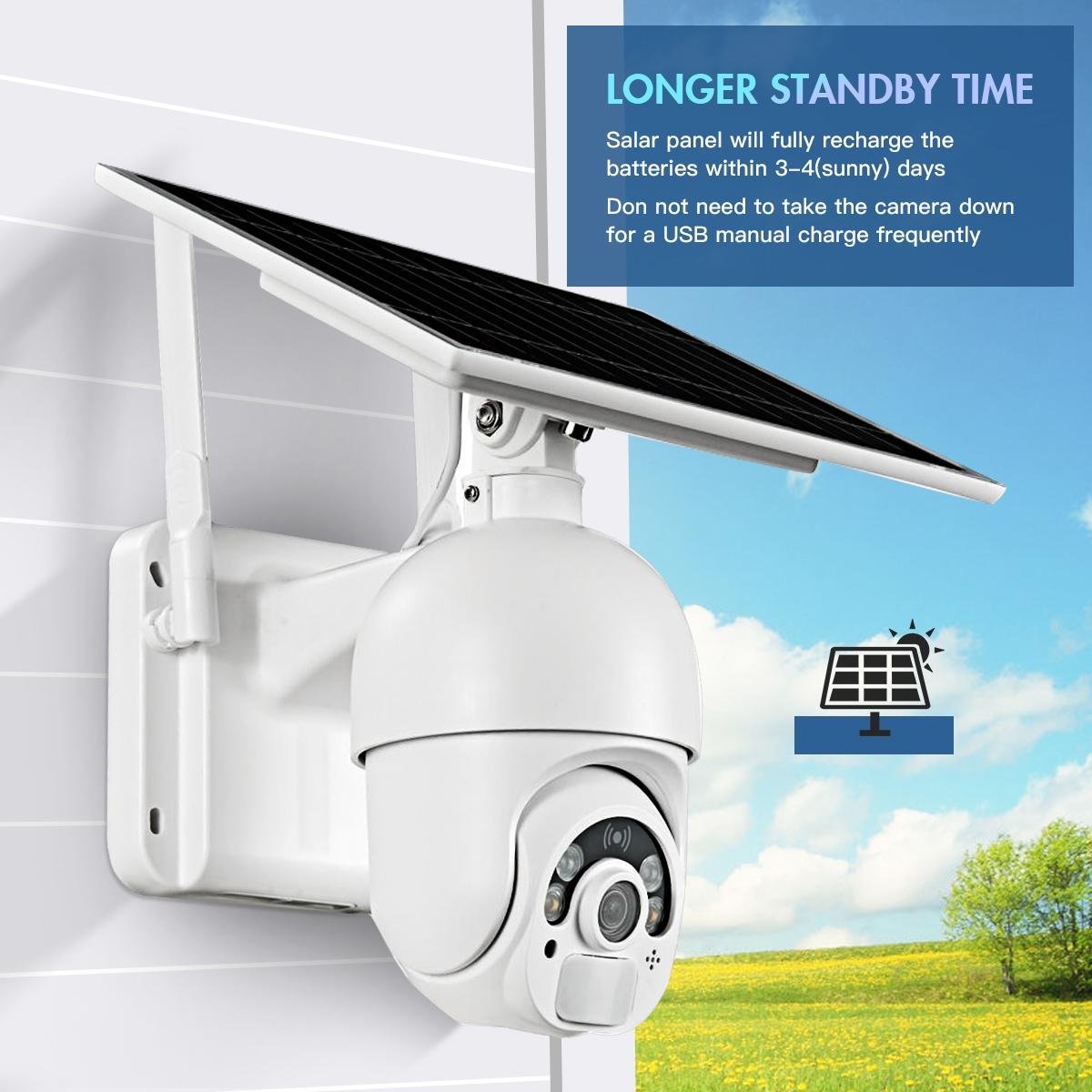 Solar Powered Wifi Camera 1080P Hd Pir Alarm Night Vision Two Way Audio Security