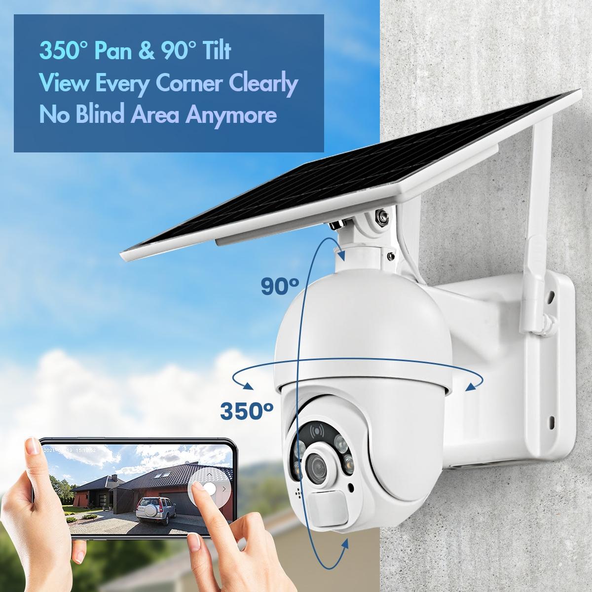 Solar Powered Wifi Camera 1080P Hd Pir Alarm Night Vision Two Way Audio Security