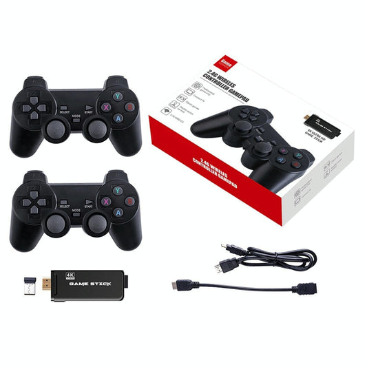 64 Gigabyte 4K Retro Video Game Console Stick With Wireless Controllers And Games