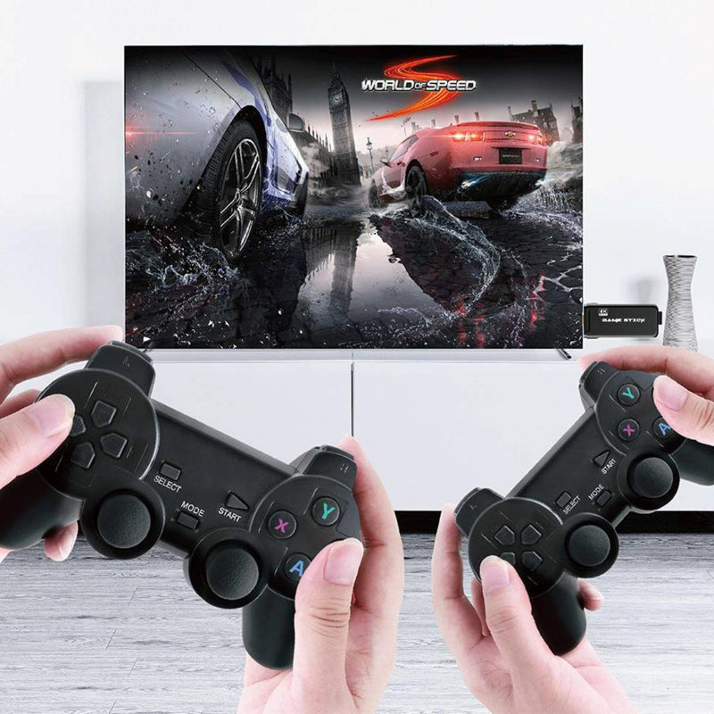 64 Gigabyte 4K Retro Video Game Console Stick With Wireless Controllers And Games