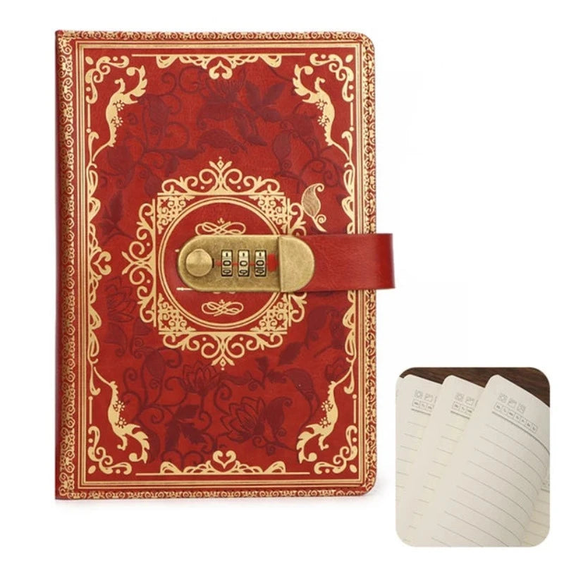 New A5 Retro Password Notebook With Lock Diary Book Student Vintage Sub Supplies