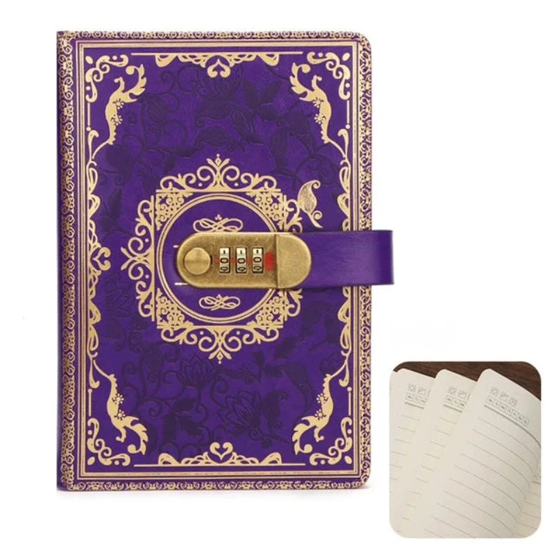 New A5 Retro Password Notebook With Lock Diary Book Student Vintage Sub Supplies