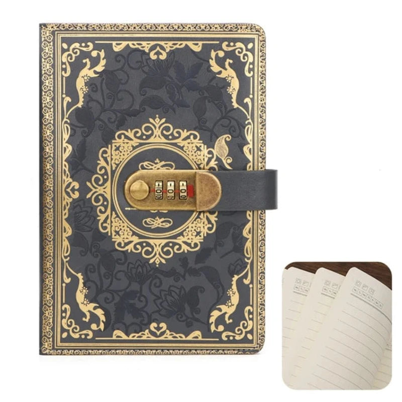 New A5 Retro Password Notebook With Lock Diary Book Student Vintage Sub Supplies