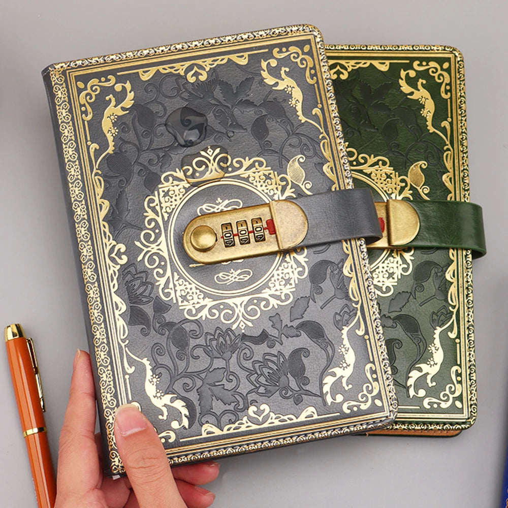 New A5 Retro Password Notebook With Lock Diary Book Student Vintage Sub Supplies