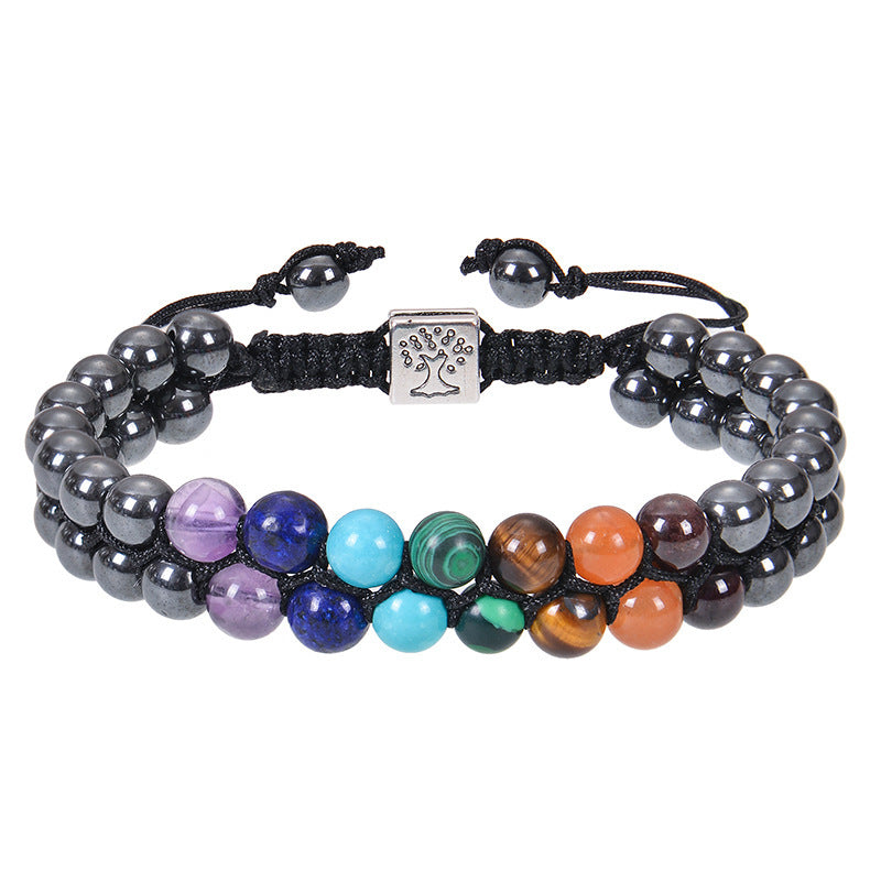 Veile Studios Fashion Jewelry 6Mm 7 Chakra Stone Bead Yoga Meditation Bracelet For Women