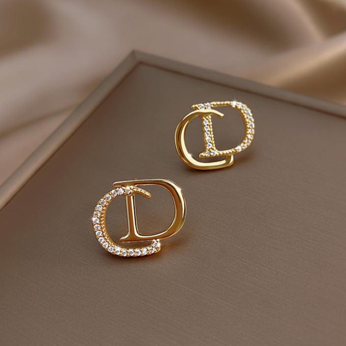 Cd Earrings For Women Silver Needle Versatile Letter