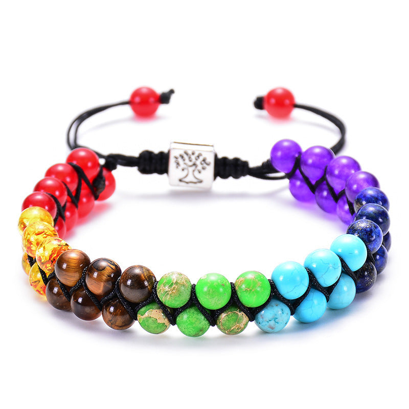 Veile Studios Fashion Jewelry 6Mm 7 Chakra Stone Bead Yoga Meditation Bracelet For Women