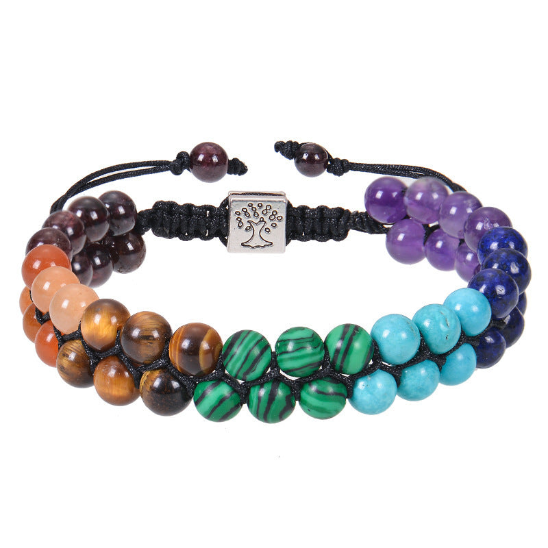 Veile Studios Fashion Jewelry 6Mm 7 Chakra Stone Bead Yoga Meditation Bracelet For Women