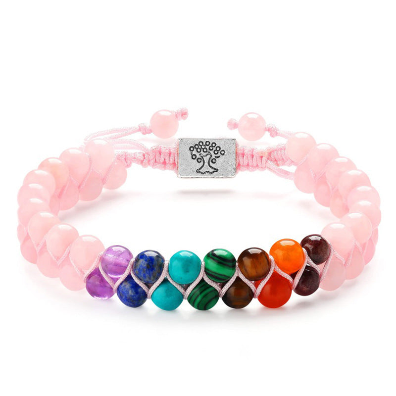 Veile Studios Fashion Jewelry 6Mm 7 Chakra Stone Bead Yoga Meditation Bracelet For Women