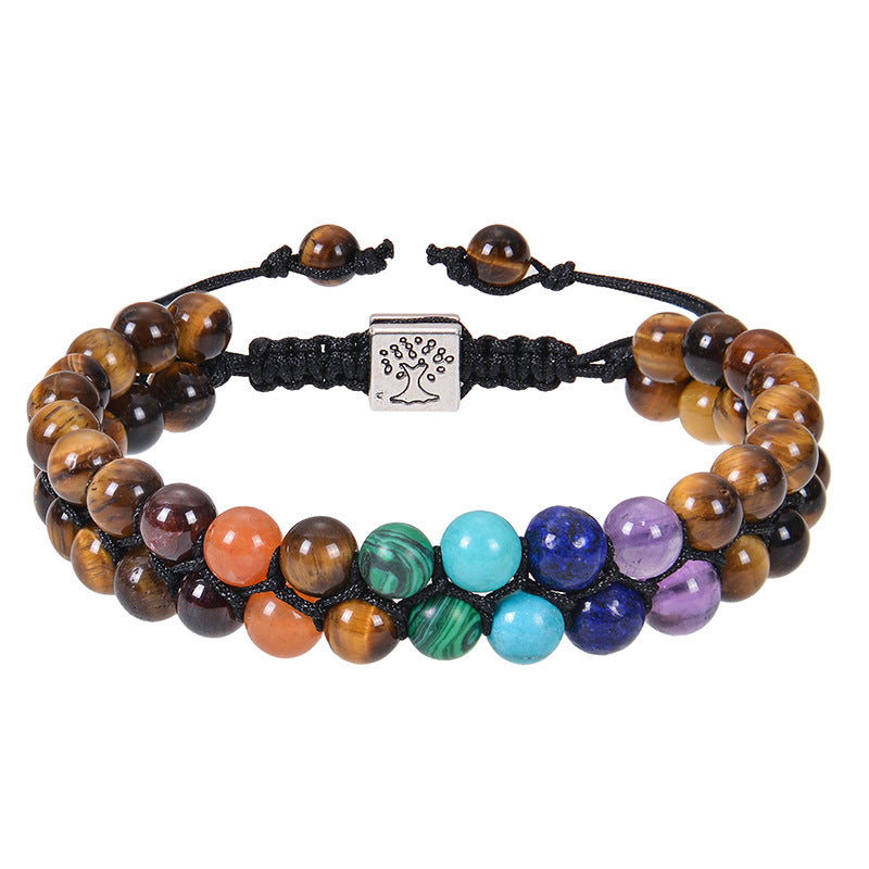 Veile Studios Fashion Jewelry 6Mm 7 Chakra Stone Bead Yoga Meditation Bracelet For Women
