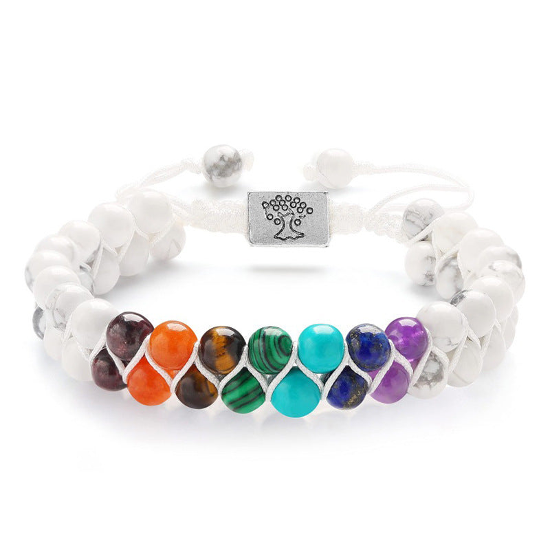 Veile Studios Fashion Jewelry 6Mm 7 Chakra Stone Bead Yoga Meditation Bracelet For Women