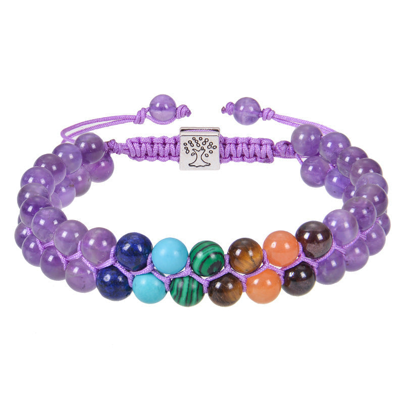 Veile Studios Fashion Jewelry 6Mm 7 Chakra Stone Bead Yoga Meditation Bracelet For Women