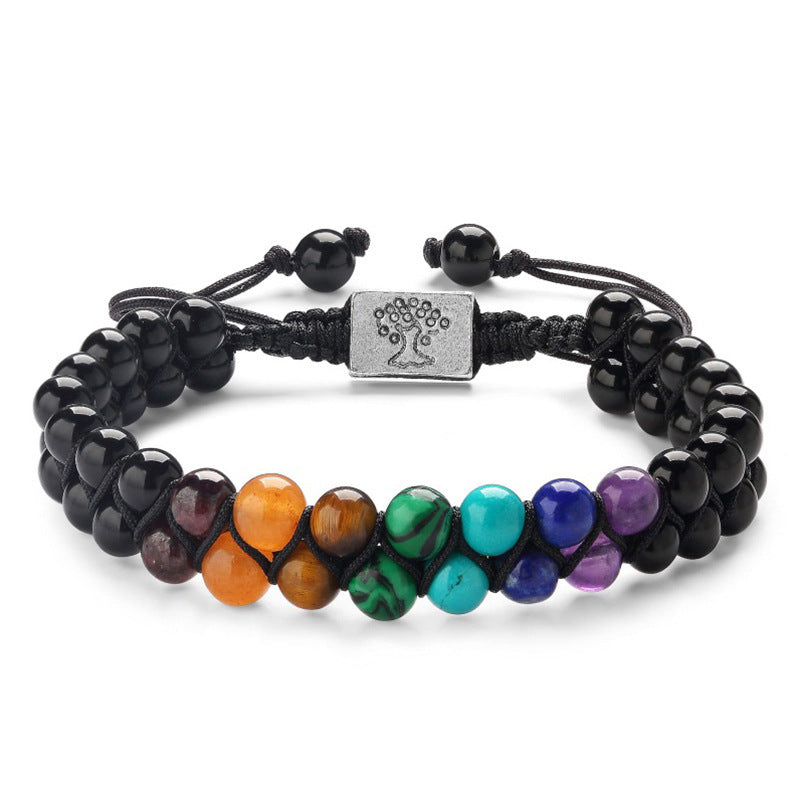 Veile Studios Fashion Jewelry 6Mm 7 Chakra Stone Bead Yoga Meditation Bracelet For Women