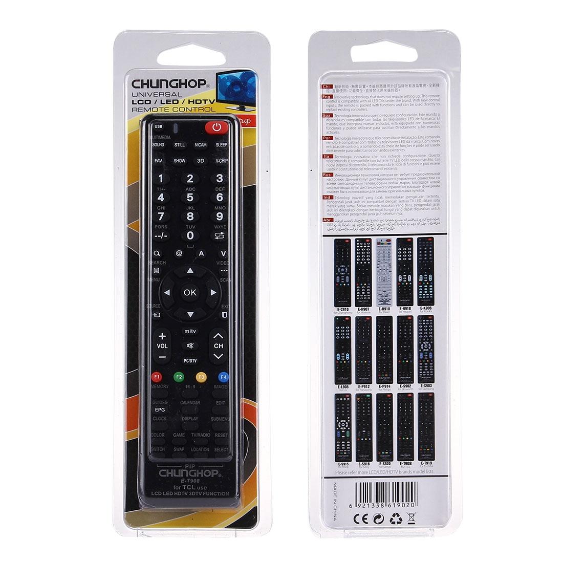 Universal Remote For Tcl Led Lcd Hdtv 3Dtv Chunghop T908 Multi Device Control