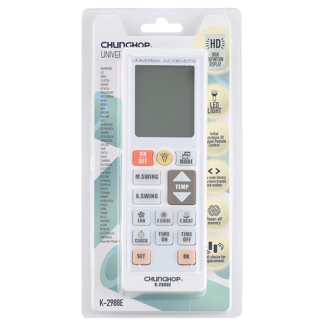 Chunghop K 2988E Universal Air Conditioner Remote Controller With Flashlight