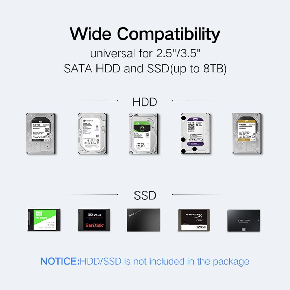 Usb 3.0 Sata Ssd Adapter For 2.5 Inch And 3.5 Hdd Enclosure