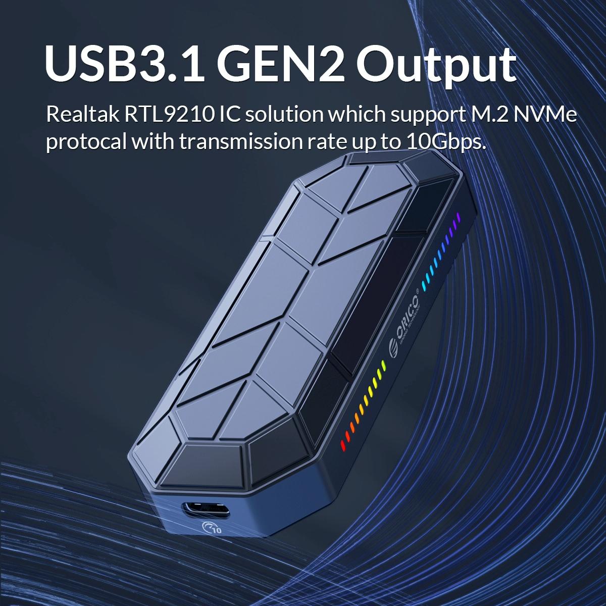 Rgb M.2 Nvme Solid State Drive Enclosure With Compact Design