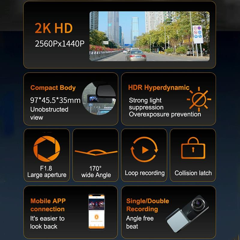2K Night Vision Car Recorder With Wifi And Mobile Application Support