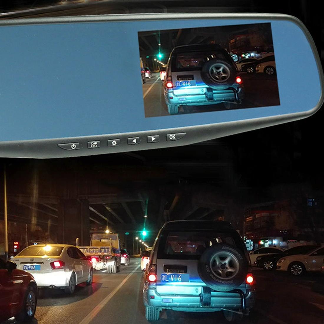 Rearview Mirror Dvr With Left Screen Display For Vehicle Monitoring