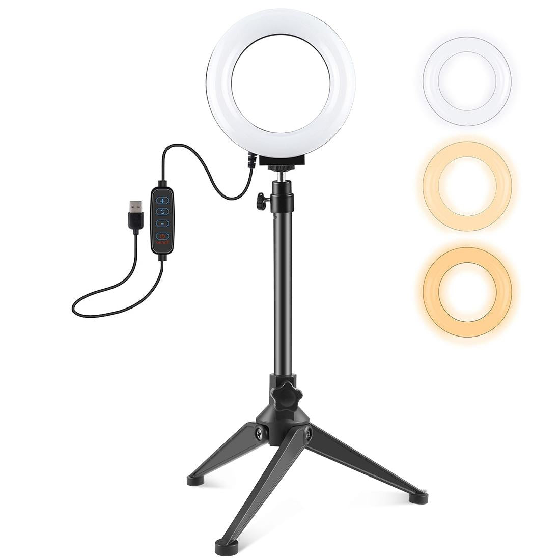 Usb Dimmable Led Ring Light With Tripod Holder And Cold Shoe Ball Head 4.7 Inch