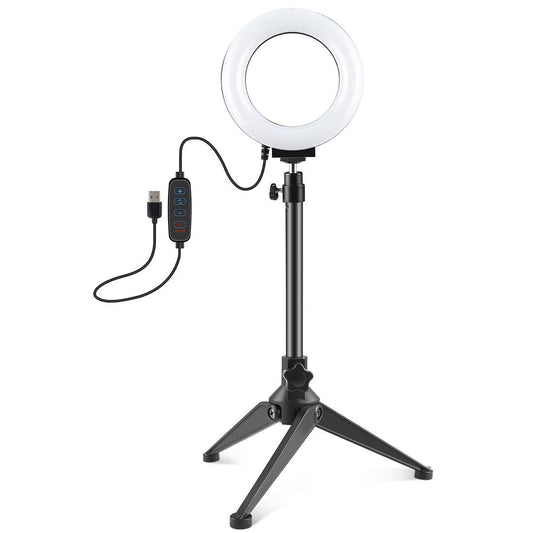 Usb Dimmable Led Ring Light With Tripod Holder And Cold Shoe Ball Head 4.7 Inch