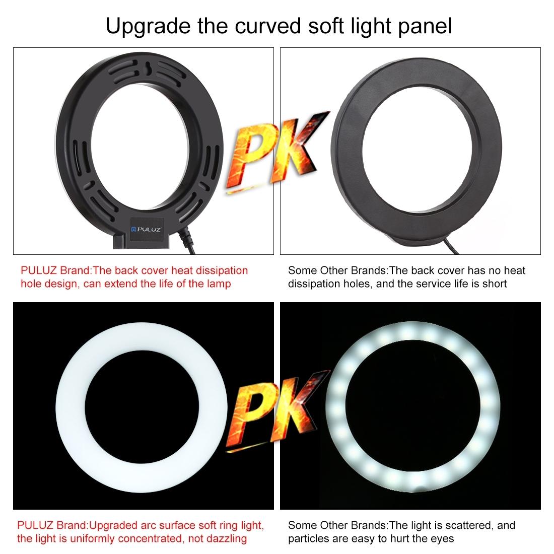 Usb Dimmable Led Ring Light With Tripod Holder And Cold Shoe Ball Head 4.7 Inch