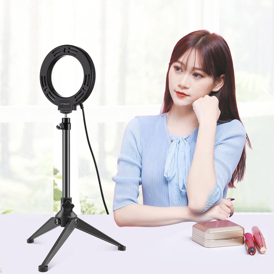 Usb Dimmable Led Ring Light With Tripod Holder And Cold Shoe Ball Head 4.7 Inch