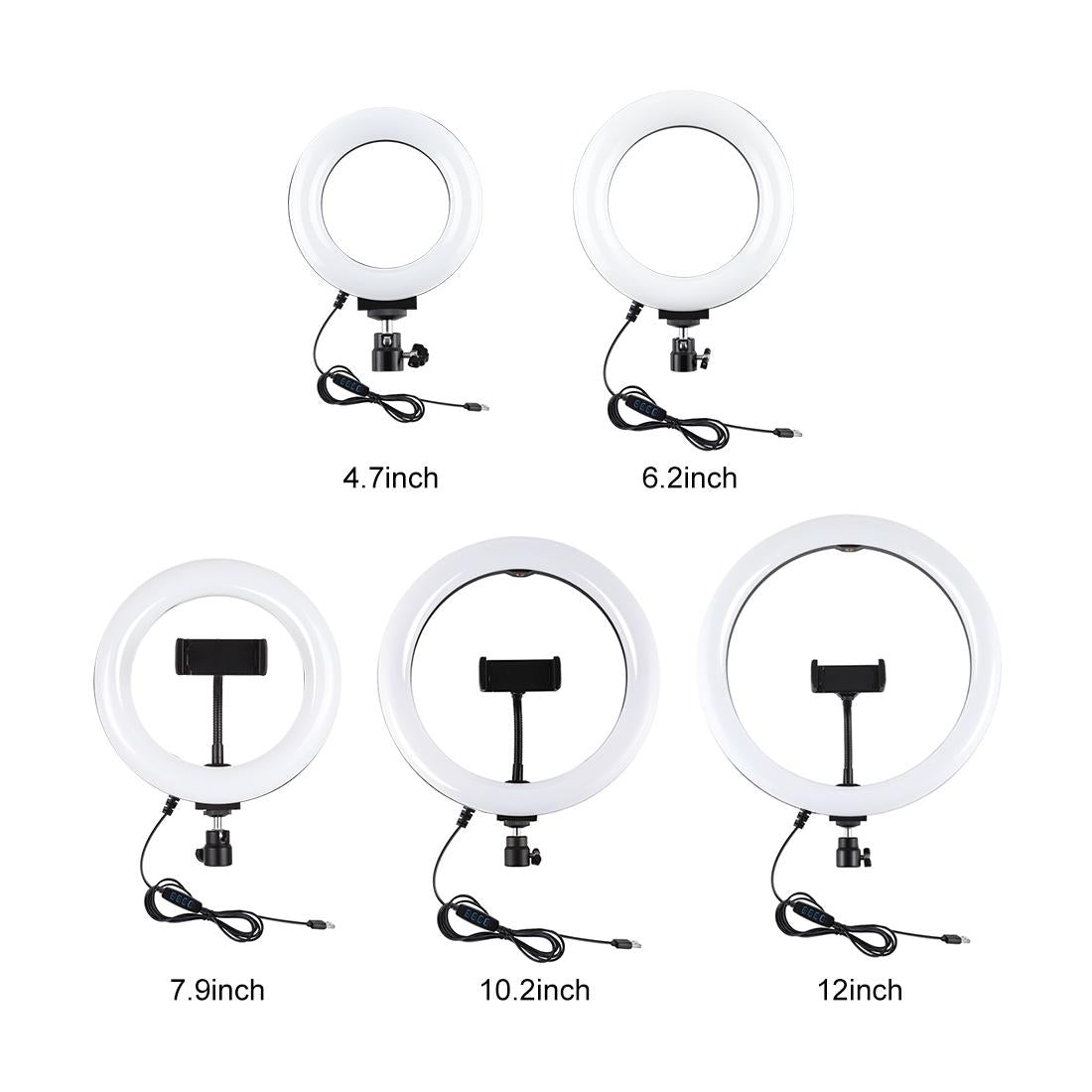 Usb Dimmable Led Ring Light With Tripod Holder And Cold Shoe Ball Head 4.7 Inch