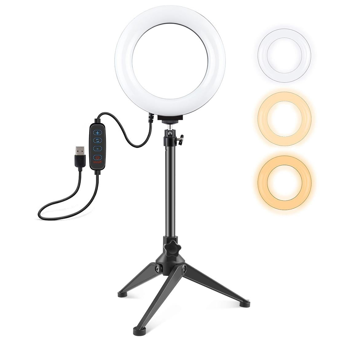 6.2 Inch Led Ring Light With Usb And Dimmable Modes For Desktop Tripod Use
