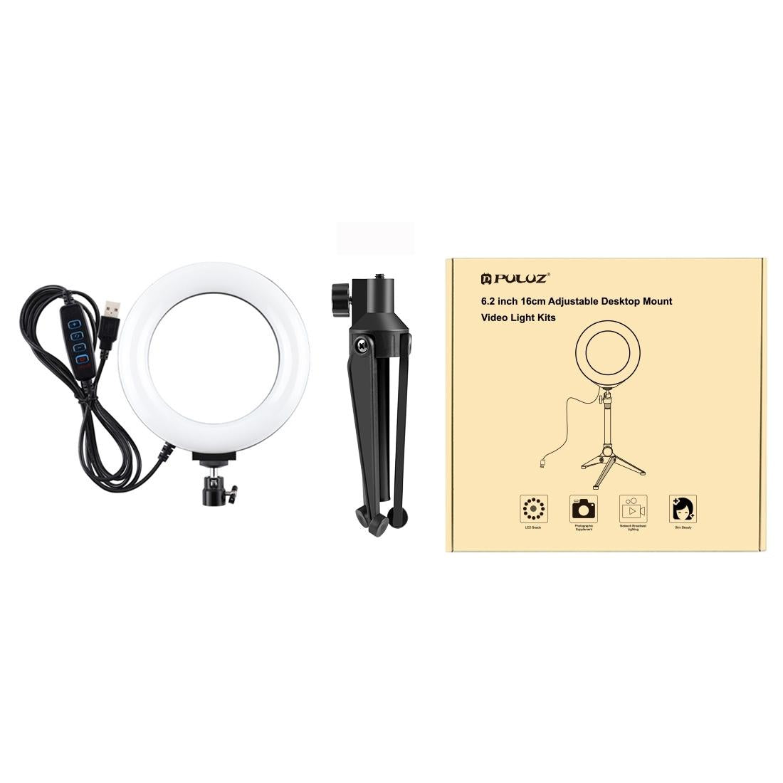 6.2 Inch Led Ring Light With Usb And Dimmable Modes For Desktop Tripod Use