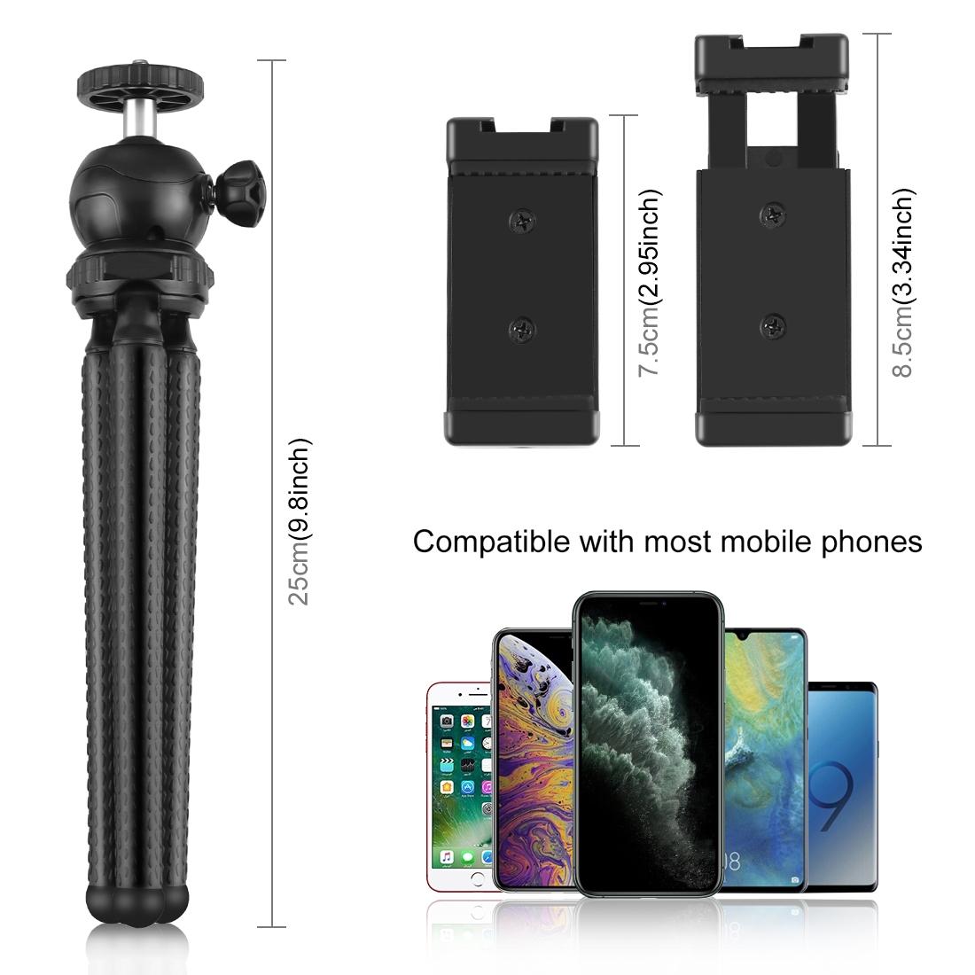 Flexible Mini Octopus Tripod With Ball Head And Phone Clamp For Cameras