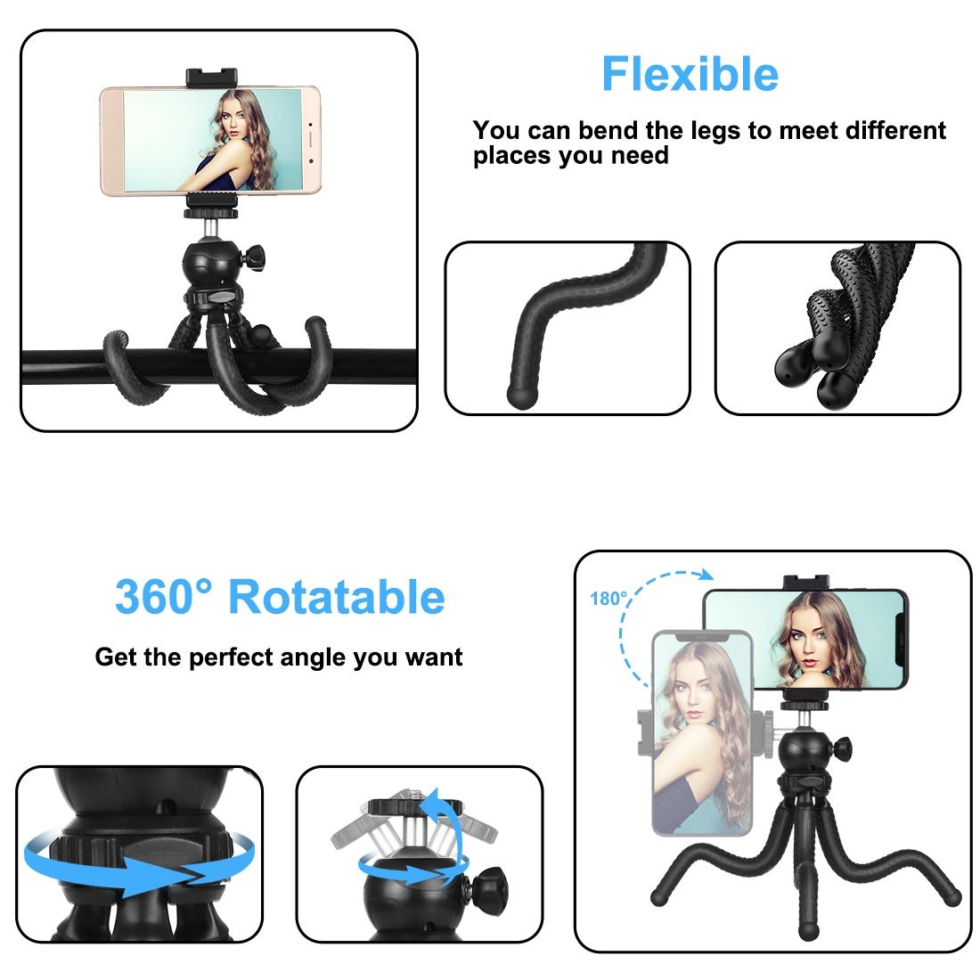 Flexible Mini Octopus Tripod With Ball Head And Phone Clamp For Cameras