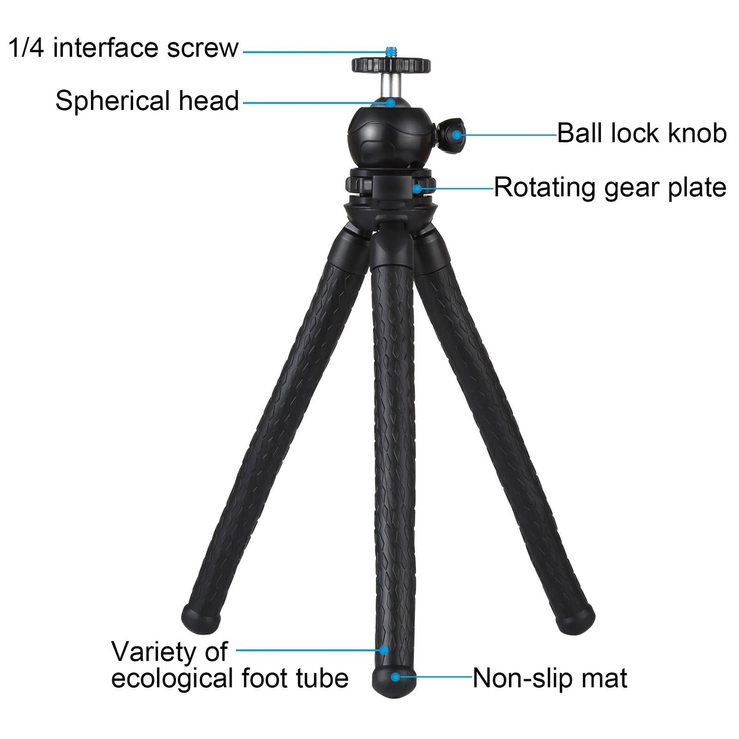 Flexible Mini Octopus Tripod With Ball Head And Phone Clamp For Cameras Smartphones