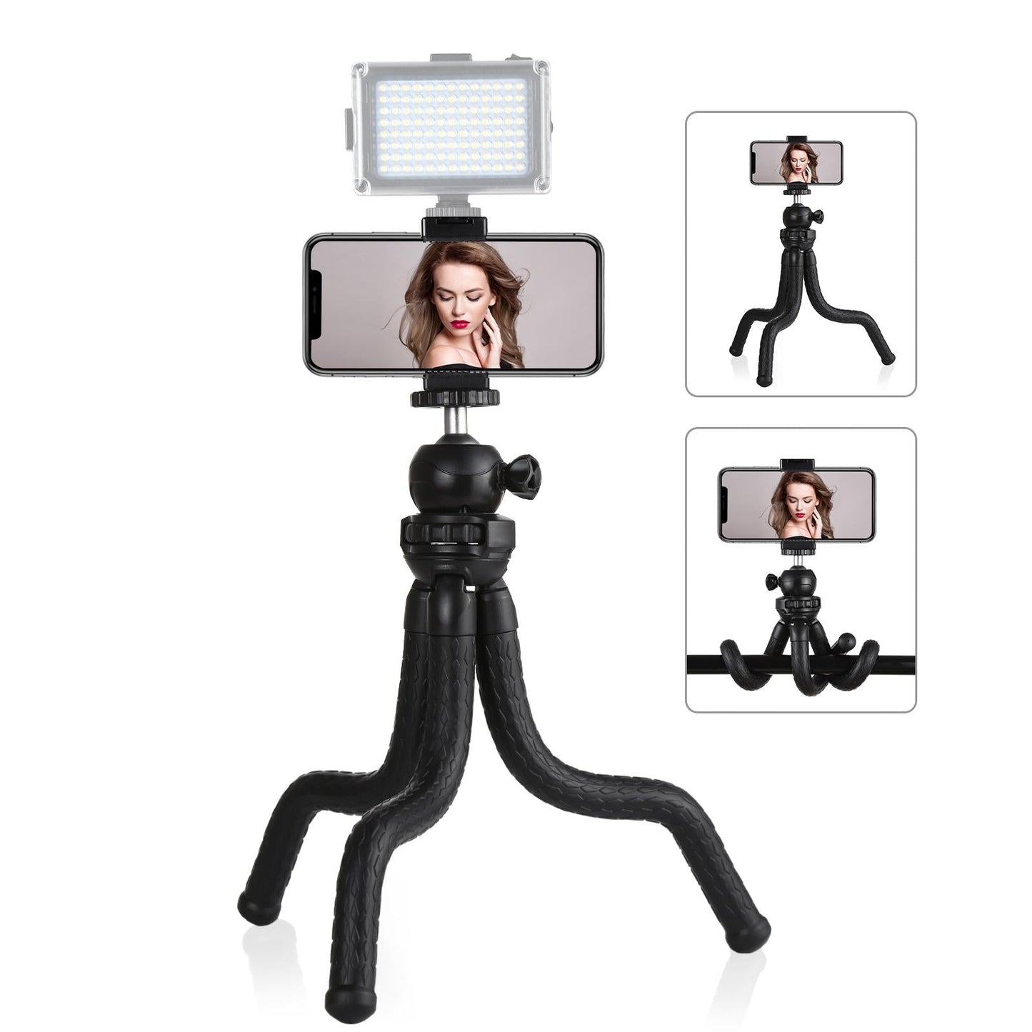 Flexible Mini Octopus Tripod With Ball Head And Phone Clamp For Cameras Smartphones
