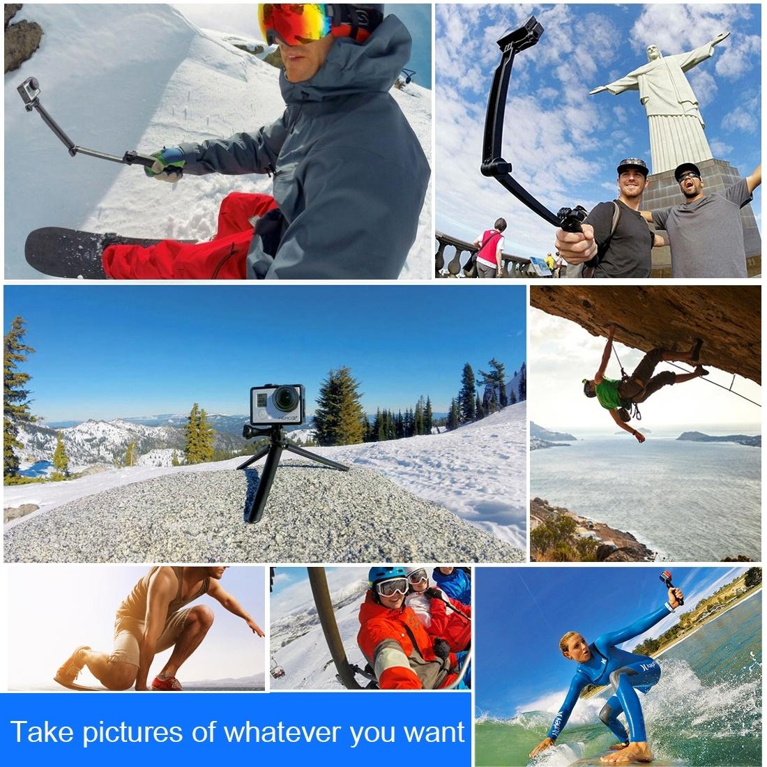 Foldable 3 Way Tripod Selfie Stick For Action Cameras 20 58Cm Length