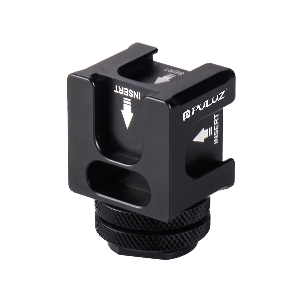 Aluminium Four Head Hot Shoe Mount Adapter For Microphone And Flash Light