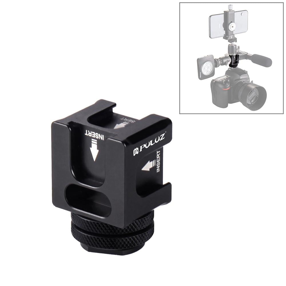 Aluminium Four Head Hot Shoe Mount Adapter For Microphone And Flash Light
