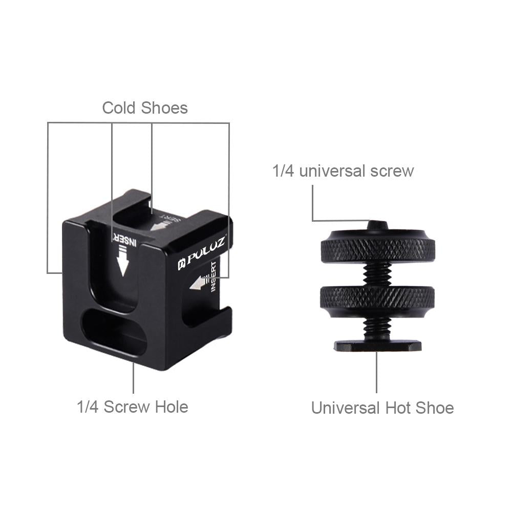 Aluminium Four Head Hot Shoe Mount Adapter For Microphone And Flash Light