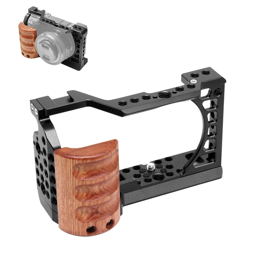 Wood Handle Metal Camera Cage For Sony A6400 A6300 A6100 A6000 Stabilizer Rig