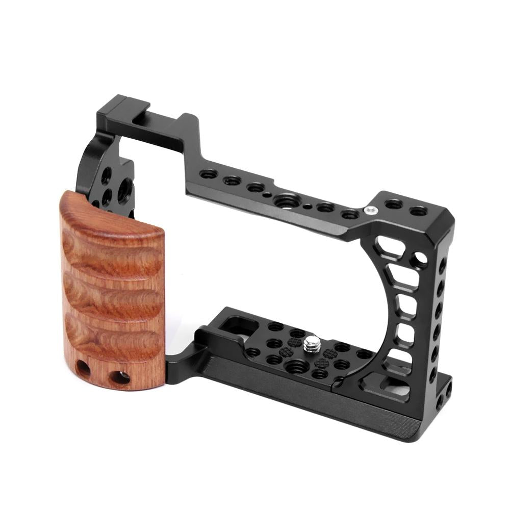 Wood Handle Metal Camera Cage For Sony A6400 A6300 A6100 A6000 Stabilizer Rig