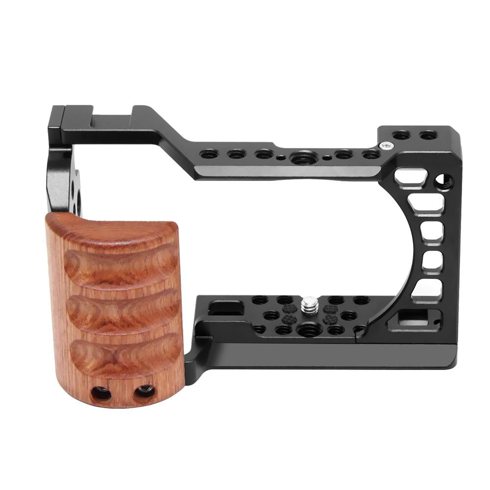 Wood Handle Metal Camera Cage For Sony A6400 A6300 A6100 A6000 Stabilizer Rig