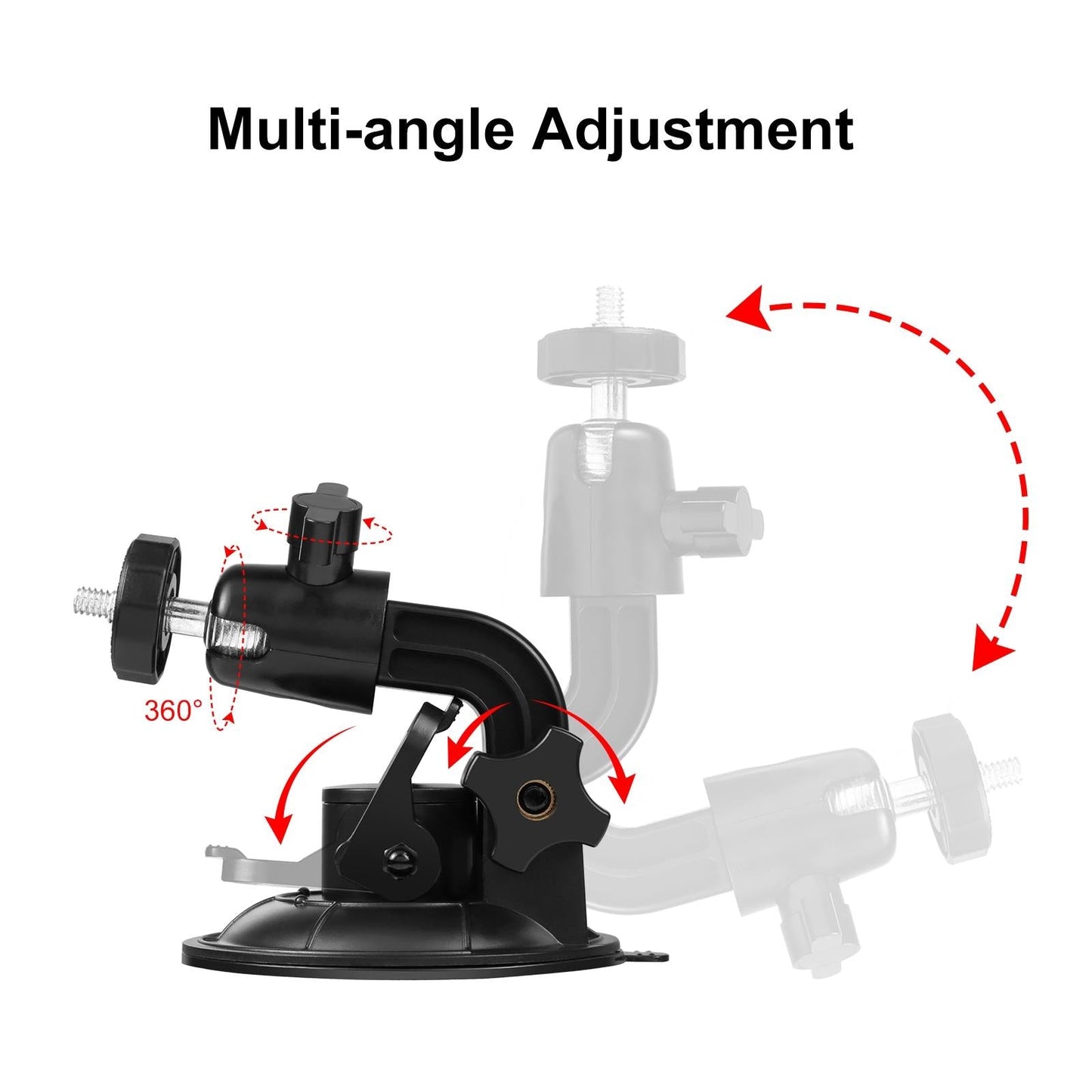 Universal Car Phone Mount With Suction Cup And Tripod Adapter For Action Cameras